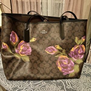 Coach Brown Floral Tote Bag